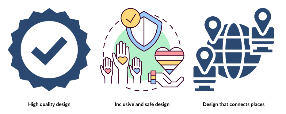 High quality design. Inclusive and safe design. Design that connects places. 